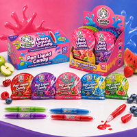 Vente en gros de bonbons liquides super acidulés en forme de stylo gel, avec des bonbons gélifiés ronds et moelleux, et des bonbons liquides à presser personnalisés (confiture liquide), OEM Marque Privée