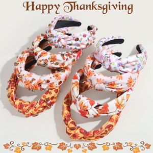 عصابة رأس LRTOU بالجملة مزينة بالأحجار الكريمة واللؤلؤ، إكسسوارات شعر عصرية، عصابة رأس عريضة مطبوعة ومعقودة للنساء - Product Image 1