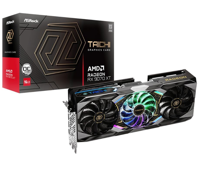 ASRock AMD RADYON RX9070 XT TaiChi 16G OC Black Esports Game Design Desktop Computer Graphics Card