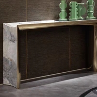 Meuble console minimaliste et moderne en acier inoxydable, placage de marbre haut de gamme, meuble d'angle pour salon, ensemble de meubles pour la maison