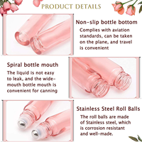 Botol Parfum Roll-on Kaca Pink Elegan dengan Tutup Rose Gold Logo Kustom Botol Roller Minyak Esensial untuk Parfum Kosmetik