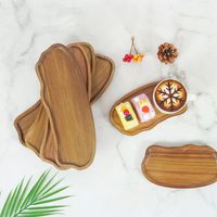 Plateau à thé en bois massif, grand plateau en forme de nuage, plateau pour tasse à eau, tapis en bois, plateau à dim sum, assiette à dîner en bois