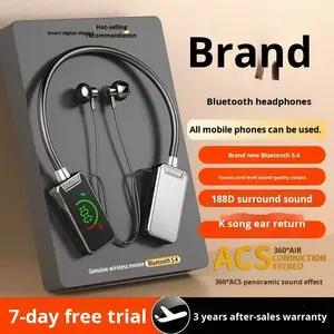 <span class=keywords><strong>Écouteur</strong></span>s <span class=keywords><strong>sans</strong></span> <span class=keywords><strong>fil</strong></span> JL à tour de cou avec LED, étanches IPX5, chargement Type-C, réduction active du bruit 5.4, affichage numérique - Product Image 4