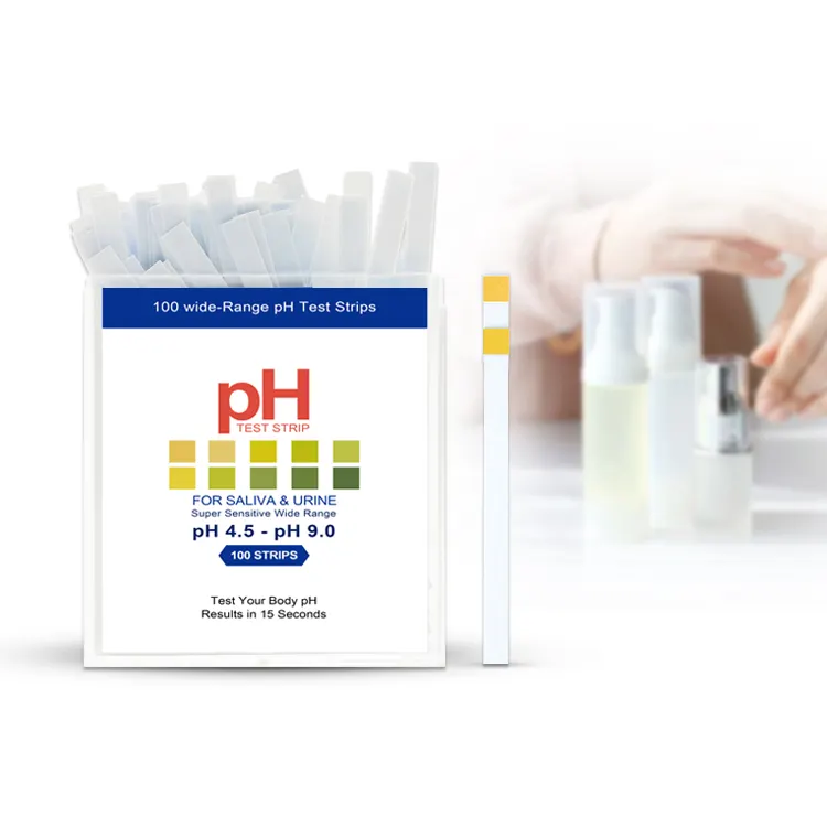 แผ่นทดสอบ PH 4.5-9แผ่นทดสอบน้ำลายของปัสสาวะสำหรับการทดสอบของเหลวกระดาษ PH อย่างรวดเร็ว