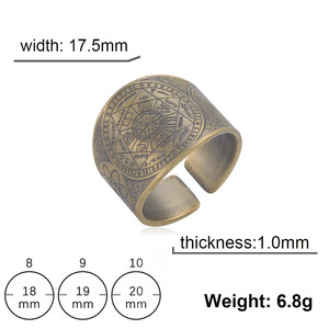 Vintage Sieben Erzengel Kupfer Offener Wikinger Universum-Geheimnis Ring für Männer Talisman Runenmuster Massiver Ring - Product Image 5