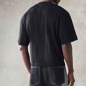 เสื้อยืดสตรีทแวร์ดีไซน์เนอร์ลำลองสำหรับฤดูร้อน ผ้าฝ้าย 100% เนื้อหนา ทรงบ็อกซี่ ตัดสั้น เสื้อยืดผู้ชายแบบเรียบๆ ไม่มีลาย ขนาดใหญ่พิเศษ - Product Image 4