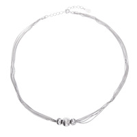 Vente en gros de collier à trois perles rondes en argent sterling 925 avec breloques en forme de serpent pour femmes