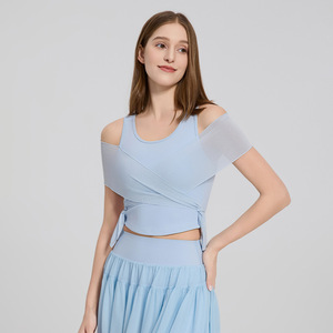 Novedades: Top de Yoga Elegante con Cordones de Lujo, <span class=keywords><strong>2</strong></span> en 1, con Relleno en el Pecho, Transpirable y Moderno, para Pilates, Danza, Tenis, Top Corto para Mujer - Product Image 4