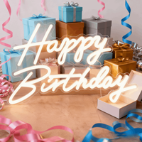 Enseigne néon LED Joyeux Anniversaire, décoration lumineuse pour fêtes d'anniversaire, ambiance maison et événements