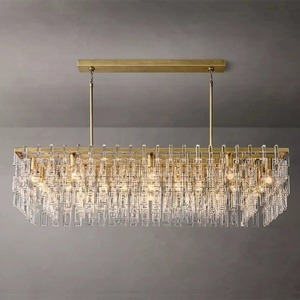 Lustre suspendu en cristal doré à LED, design branche d'arbre, gouttes de pluie, intensité variable, pour salle à manger, salon, hôtel - Product Image 1
