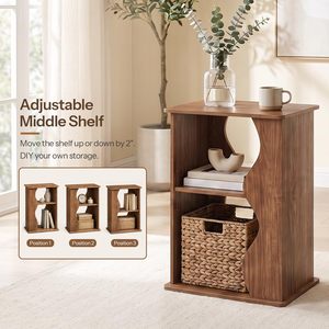 SENYU Modern Wood Console <b>Table</b> with Storage Shelf and Wavy Design for Living Room Furniture - Product Image 4