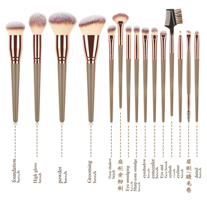 Ensemble de pinceaux de maquillage de luxe de grande taille, 15 pièces, poils synthétiques noirs et dorés, logo personnalisé pour les fards à paupières, le visage et le blush - Product Image 2