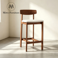 Chaise de comptoir en bois au design moderne et rétro pour cuisine, villa, club, usage commercial, bistrot, bar, avec dossier haut