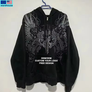 American Y2K Hombres Fleece Acolchado Cremallera Sudadera con capucha Street Hip Hop Style Joker Bordado Sudadera suelta Casual Punk Sudadera con capucha para - Product Image 5