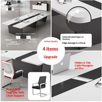 HYZ-264X Ensemble Table et Chaises de Conférence en Bambou Moderne, Capacité 12 Personnes, Lifting Sans Fil, Luxe Léger, Bureau Haut de Gamme