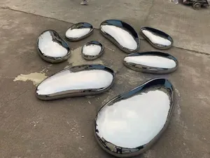 Escultura elíptica de acero inoxidable con forma de piedra pulida a espejo, abstracta, para decoración de jardín y hogar, venta al por mayor <span class=keywords><strong>2023</strong></span> - Product Image 4