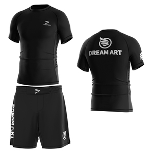MMA <b>Grappling</b> Set Rashguard with Anti-Chafe Flatlock Seams 4 Way Stretch Fight <b>Shorts</b> for Intensive Training - Product Image 3