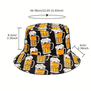 Nouveau Style extérieur soleil été Double côtés Panama casquette <span class=keywords><strong>pour</strong></span> hommes femmes pêcheur chapeaux drôle impression motif dessin animé bière seau chapeau - Product Image 6