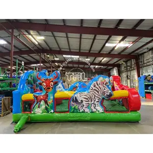 Novo estilo inflável seco Slide Cartoon impressão Animal série inflável Slide Jumping Castle para crianças