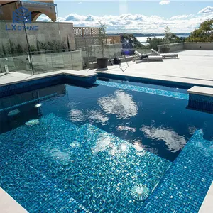 Cielo blu all'ingrosso trasparente piscina mosaico di vetro giada tessere di mosaico di vetro iridescente per piscine