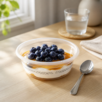 Stapelbare ruimtebesparende 300ml ronde voedselbox, wegwerp cateringverpakking voor fruit en saus