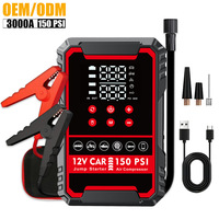 High-power car battery emergency starter 24000mAh 2000A 12V lithium battery car emergency starter with air pump tire inflator po