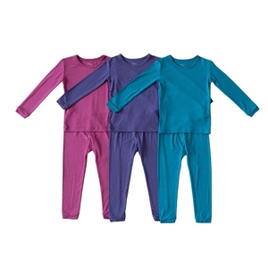 IBaifei-Sous-vêtements 2 pièces solides manches longues en bambou pour nouveau-né, ensemble pyjama 100% bambou pour enfants