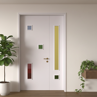 Porte intérieure double en bois massif style crème français pour projets hôteliers et de villas (approvisionnement en gros)