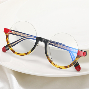 2023 MS 82086 Women's <strong>Half</strong> <strong>Frame</strong> TR90+CP <strong>Optical</strong> Glasses Custom Logo Anti-Blue Light Colorful Design Eyeglass <strong>Frames</strong> - Product Image 1