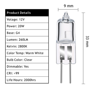 Tiết Kiệm Năng Lượng Ánh Sáng Bóng Đèn <span class=keywords><strong>Halogen</strong></span> G4 7W Rõ Ràng OEM ODM 12V Class B Thủy Tinh Thạch Anh - Product Image 3