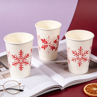 Gobelet en papier simple paroi pour Noël, motif renne, en papier kraft robuste, jetable, 16 oz, pour cidre chaud, vente en gros directe usine