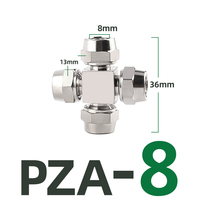 PZA 6 8 10 12MM Torsion rapide Serrure à quatre voies Joint de tuyau d'air Connecteur de conduit pneumatique Croix