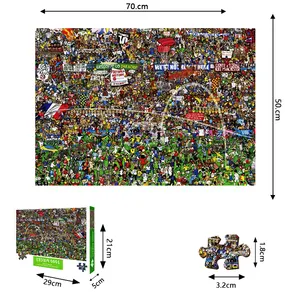Custom Football Match Scene Fan Print 1000 Pieces Recycled Paper Board Cardboard Jigsaw Puzzles For Children Adults