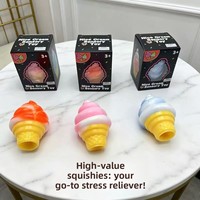 Jouet anti-stress en caoutchouc en forme de méduse souple, motif tourbillon, emballé en boîte, cadeau pour adultes d'âge moyen
