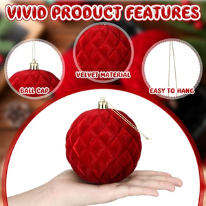 35Pcs Velvet Christmas <b>Tree</b> <b>Ornaments</b> Set Shatterproof Flocked Christmas Decorations Velvet Christmas Balls for Xmas Party Decor - Product Image 2