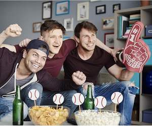 Décorations de cupcakes sur le thème du baseball, avec paillettes, pour fête sportive, baby shower, anniversaire de garçon - Product Image 3