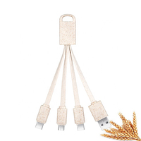 Gadgets Innovative Wheat Straw Eco Charging Cables 3 en 1 Usb Charging Cable Keychain Environmentally Friendly Degradable