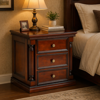 Table de chevet en bois massif de style américain ; Armoire de chevet de style européen avec deux/trois tiroirs de rangement, meubles de chambre à coucher