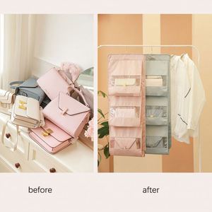 Sac de rangement suspendu pliable et durable pour sac à main, avec 6 poches et fenêtre transparente, vente en gros - Product Image 3