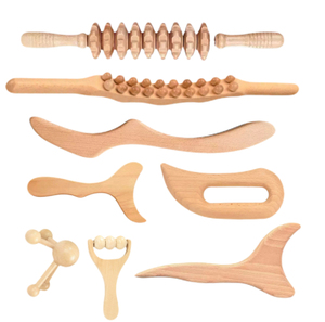 Ensemble de <span class=keywords><strong>massage</strong></span> professionnel 8-en-1, outils de <span class=keywords><strong>massage</strong></span> en bois pour tonification personnelle, outils de drainage lymphatique, masseur en bois - Product Image 1