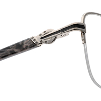 Monture de lunettes optiques carrées en métal argenté de luxe avec logo personnalisé, pour femmes, en acétate, design tendance