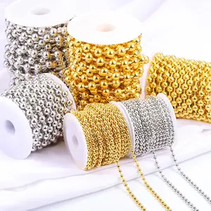 18k Gold Silver Plated Designer Minimalist Stainless Steel Ball Bead Necklace Chain For Women Jewelry Making