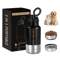 Gobelet isotherme antidérapant et étanche en acier inoxydable à double paroi de 32 oz, réutilisable, de qualité alimentaire, pour animaux de compagnie, avec couvercle, pour les voyages en extérieur avec chien