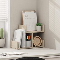 Estante de Escritorio de Madera con Múltiples Compartimentos, Organizador de Libros para Encimera, Estante de Almacenamiento para Oficina, Sala de Estudio, Ahorro de Espacio en el Escritorio