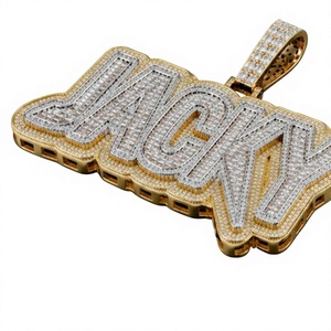 Pendentif personnalisé Orelia Luxe en argent sterling 925 avec lettre en moissanite taille brillant, micro-incrustation, plaqué argent, style Hip Hop - Product Image 2