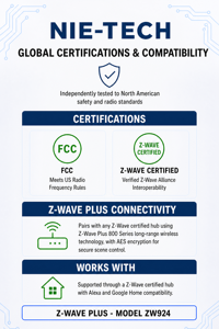 Interruttore Intelligente <span class=keywords><strong>Z</strong></span>-Wave con Telecomando, Controllo Luci Wireless a Parete, Portata 30-100m, Compatibile con Google Home e Alexa - Product Image 5