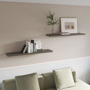 Greer Floating Shelf In Melamine Smokey Oak 2 Pack <b>Wall</b> <b>Display</b> Shelves - Product Image 1