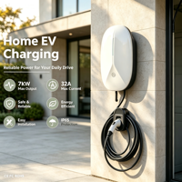 Borne de recharge murale pour VE 7kW Type 2 32A 220V Monophasé IP65 Câble 5M CE FCC Garantie 18 mois Expédition rapide Direct Usine