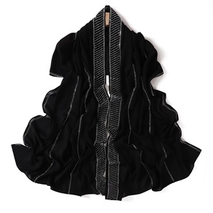 Hiyab Largo <span class=keywords><strong>de</strong></span> Chifón Sólido con Borde Cuadrado y Pedrería Premium, Pañuelo para la Cabeza, Bufanda, Chal para Mujer - Product Image 5