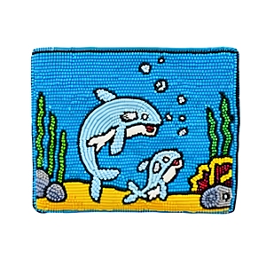 Monedero con cuentas con diseño de paisaje al atardecer, con correa para la muñeca, cierre de cremallera, hecho a mano, estilo bohemio, tamaño mini, unisex - Product Image 4